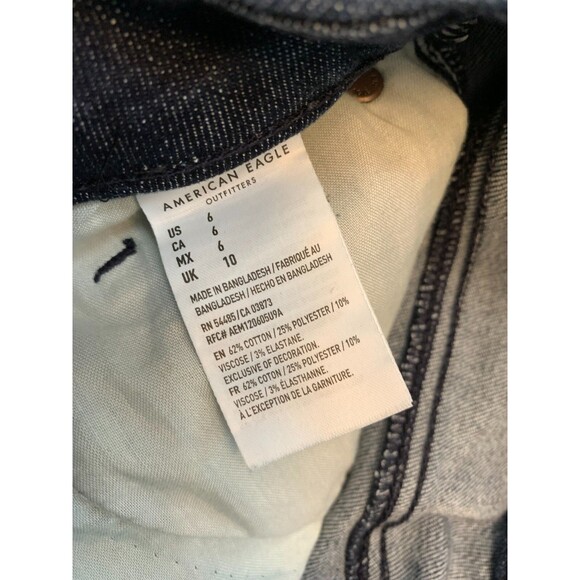 American Eagle Shorts Womens 6 Curvy Hi Rise Cut-Off Whiskered Stretch Denim - Picture 8 of 9